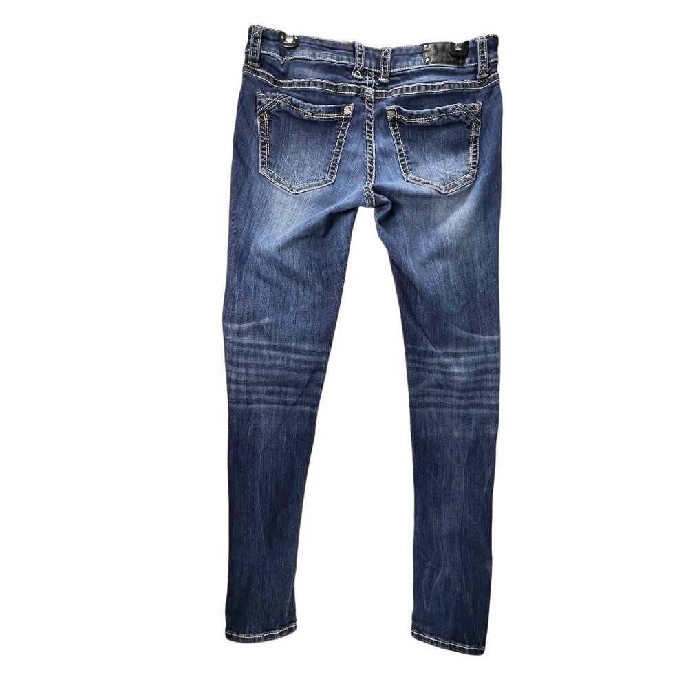 Buckle Black Mid-Rise Skinny Stretch Jeans Blue Fit 53 Distressed 30x32 Womens - Picture 2 of 16